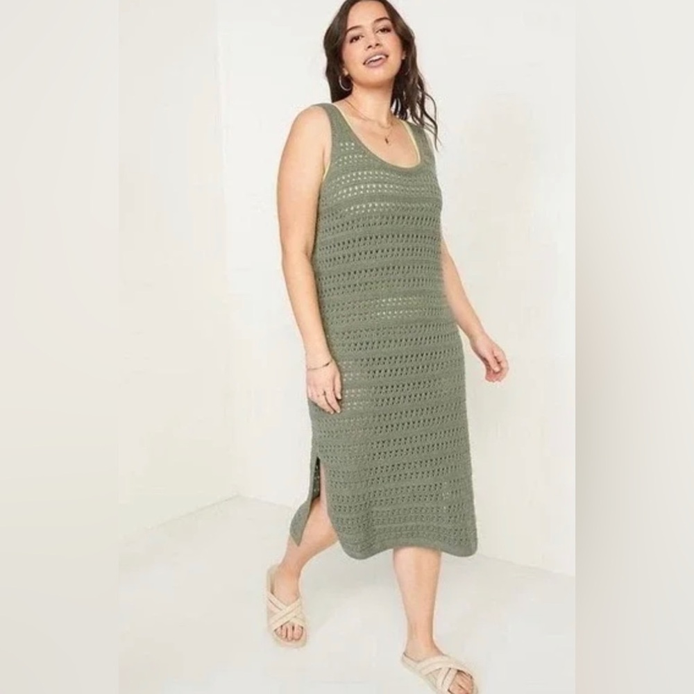 NWT Old Navy Green Crochet Sleeveless Dress size 2X 🌻 BG 11